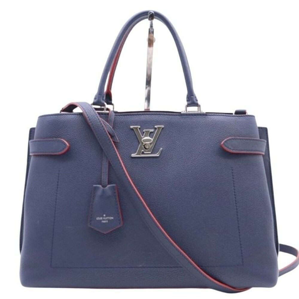 LOUIS VUITTON Louis Vuitton Lockme Day Handbag M53645 Marine Rouge Leather Wo...